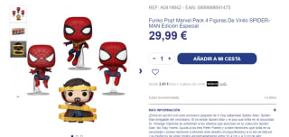 Funko Pop! Marvel Pack 4 Figuras Vinilo SPIDER-MAN Edición Especial por 29,99€