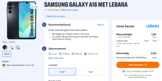 Gratis Samsung Galaxy A16 bij aankoop van een Sim Only abonnement bij Mobiel.nl (€7 per maand)
