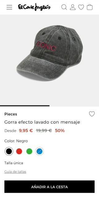 Pieces Gorra efecto lavado por 9,95€.