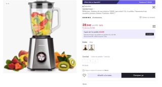 Batidora Mellerware de vaso eléctrica 1500W Jarra cristal 1,5L, 6 cuchillas por 28€ (Nuevos usuarios por 16,80€)