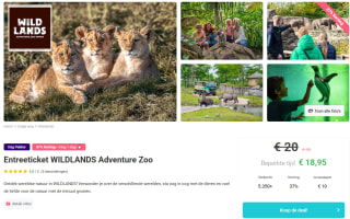 Entreeticket WILDLANDS Adventure Zoo voor €18,95 via Tripper
