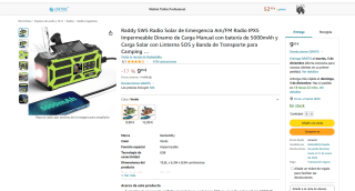Radio de emergencia Am/FM Radio IPX5 Impermeable Dinamo Raddy SW5 con carga solar por solo 9,99€solo