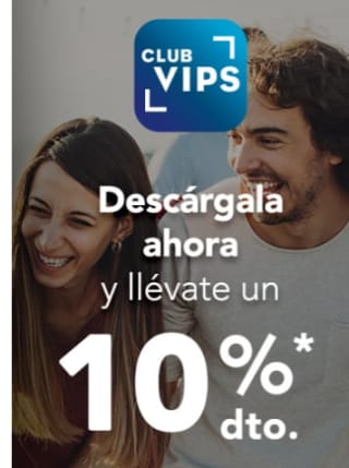 10% descuento por descargarte la App Club Vips y crearte un perfil
