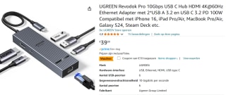 UGREEN Revodok Pro 10Gbps USB C Hub voor €29,99 bij Amazon