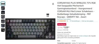 Corsair K65 Plus Wireless (Qwerty) voor €109,99 bij Amazon