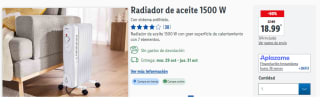 Radiador de aceite 1500 W con gran superficie de calentamiento con 7 elementos. por 18.99€
