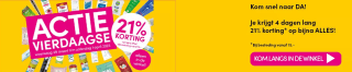21% korting op bijna alles bij DA in de winkel