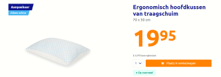 Ergonomisch hoofdkussen van traagschuim voor €19,95 bij de Action