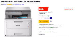 Brother DCP-L3510CDW all-in-one A4 laserprinter kleur met wifi (3 in 1) voor €265 bij Bol.com