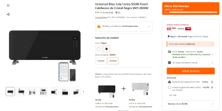 Universal Blue Cala Conta 5020B Panel Calefactor de Cristal Negro WiFi 2000W por 69,95€