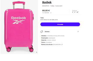 Maleta de cabina Reebok Maveryck con capacidad de 34L por 60€