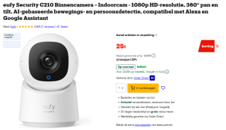 Eufy beveiligingscamera voor binnen C210 voor €25 bij Bol