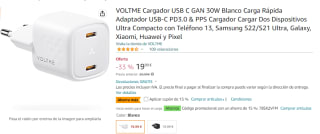 Cargador Voltme USB C GAN 30W Carga Rápida por 13.99€