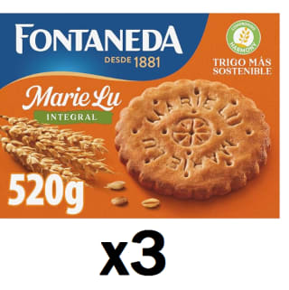 3 Cajas de FONTANEDA Marie Lu galletas integrales con fibra y cereales caja 520 g por 6.2€