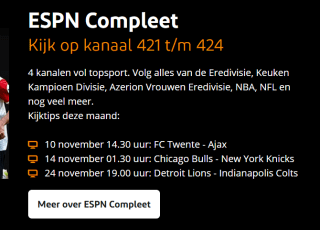 Gratis ESPN Compleet en Film1 voor Ziggo TV-klanten
