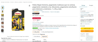 Pegamento multiusos Pattex Repair Extreme 20gr por 5.06€
