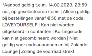 15% extra korting voor Valentijn op je aankoop bij Zalando