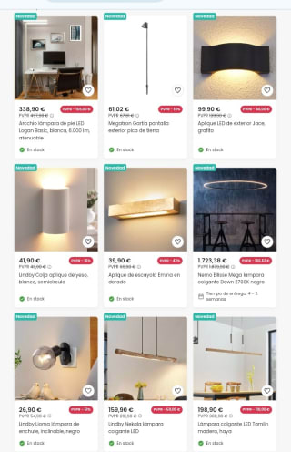 Hasta el -70% de Descuento en Lámpara.