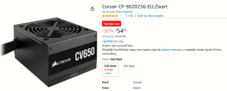 CORSAIR CV650 - Voeding voor €54,99 bij Amazon