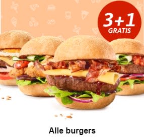 3+1 gratis op alle burgers bij Kwalitaria