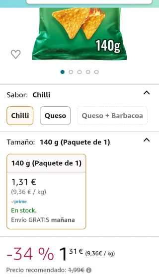 Doritos Chilli 140gr. por 1,31€