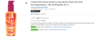 3 Botes de 100ml de ELVIVE Dream Long Stop Frizz Sérum anti-encrespamiento sin aclarado por 8.82€