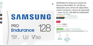 Tarjeta MicroSDXC Samsung Pro Endurance de 128GB por $235