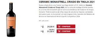 6 Botellas de Ceramic Monastrell Criado en Tinaja 2021 por 41€