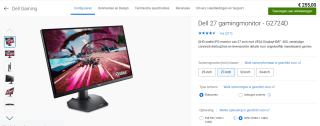Dell 27" G2724D gaming monitor voor €299 bij Dell