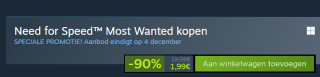 Need for Speed Most Wanted voor €1,99 via Steam