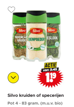 Alle Silvo kruiden of specerijen voor €1,19 bij Dirk