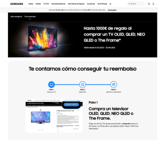 Hasta 1000€ de regalo al comprar un TV OLED/ QLED/ NEO/ QLED o The Frame en Samsung