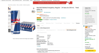 San Valentín 48 Latas de Redbull 250ml por 37€