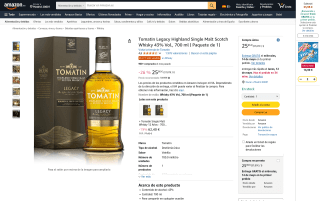 Whisky Tomatin single malt scotch 700 ml por 25,95€