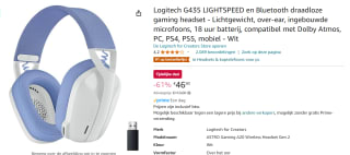 Logitech G435 Lightspeed Wireless Gaming Headset, Wit voor €46,90 bij Amazon