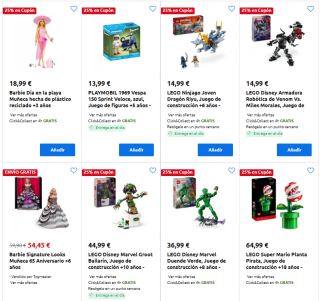 Oferta 3x2 + 25% cupón en juguetes en Carrefour grandes ofertas