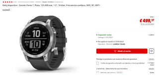 Reloj deportivo - Garmin Fenix 7, Plata, 125-208 mm, 1.3", 18 días, Frecuencia cardíaca, WiFi, BT, ANT+ por 499.17€