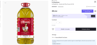 Aceite de Oliva suave 0,4 La Española en Garrafa 5L por 31,46€