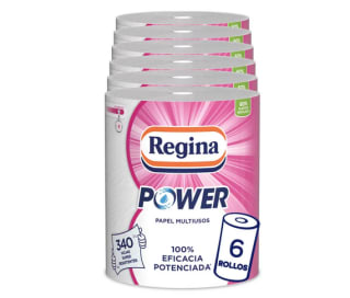 Regina Power Papel Multiusos 6 Rollos Aún Más Largos 340 Hojas de 2 Capas por 17,69€