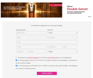 Gratis sample Clarins Double Serum anti-age via Ici Paris XL