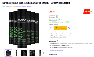 6x 400 ml Syoss Styling Max Hold haarlak voor €22,92 bij Bol
