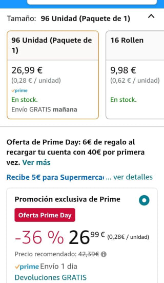 Scottex Original Papel Higiénico - 96 Rollos por 26,99€.