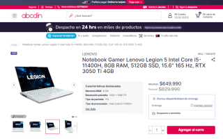 Notebook Gamer Lenovo Legion 5 Intel Core i5-11400H por $649.990