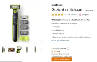 Philips OneBlade Face + Body QP2620/20 - Trimmer, scheerapparaat en styler voor €33,99 in de Philips store
