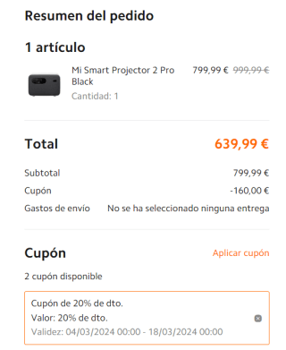 Xiaomi Mi Smart Projector 2 Pro por 639,99€