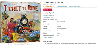 Ticket to Ride India Bordspel voor €22,99 bij Amazon