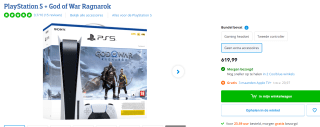 Sony PlayStation 5 Digital Edition + God of War Ragnarök Bundel voor €619,99 bij Coolblue