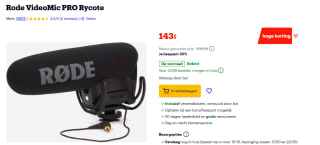 RØDE VideoMic Pro Professionele Op-camera Shotgun Microfoon voor €143 bij Bol