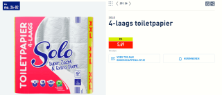 SOLO 4-laags toiletpapier 18 rollen voor €5,69 bij de Aldi