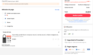 Xiaomi Mijia Compresor Eléctrico Portátil 2 por 24,65€